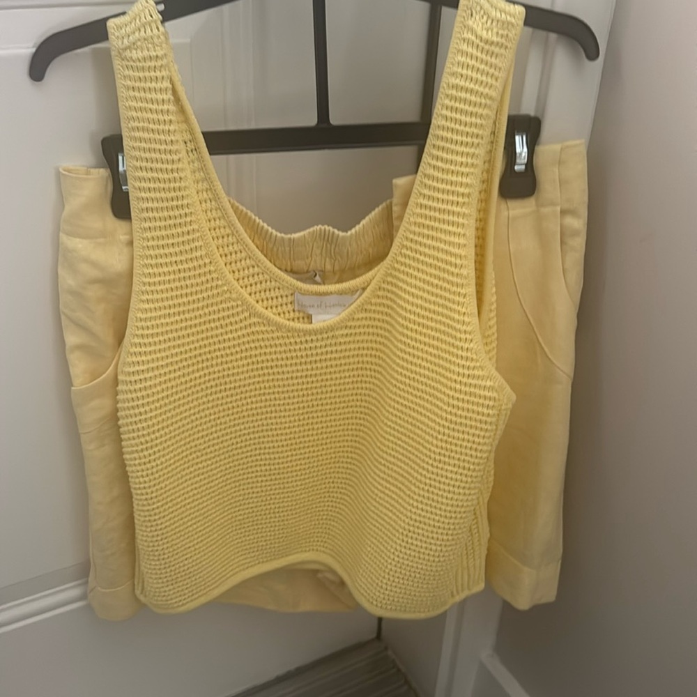 House of Harlow 1960 yellow linen blend set